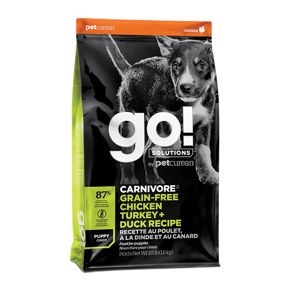 "Petcurean GO! Carnivore Grain Free Chicken, Turkey + Duck Puppy Recipe Dry Dog Food 3.5lb"