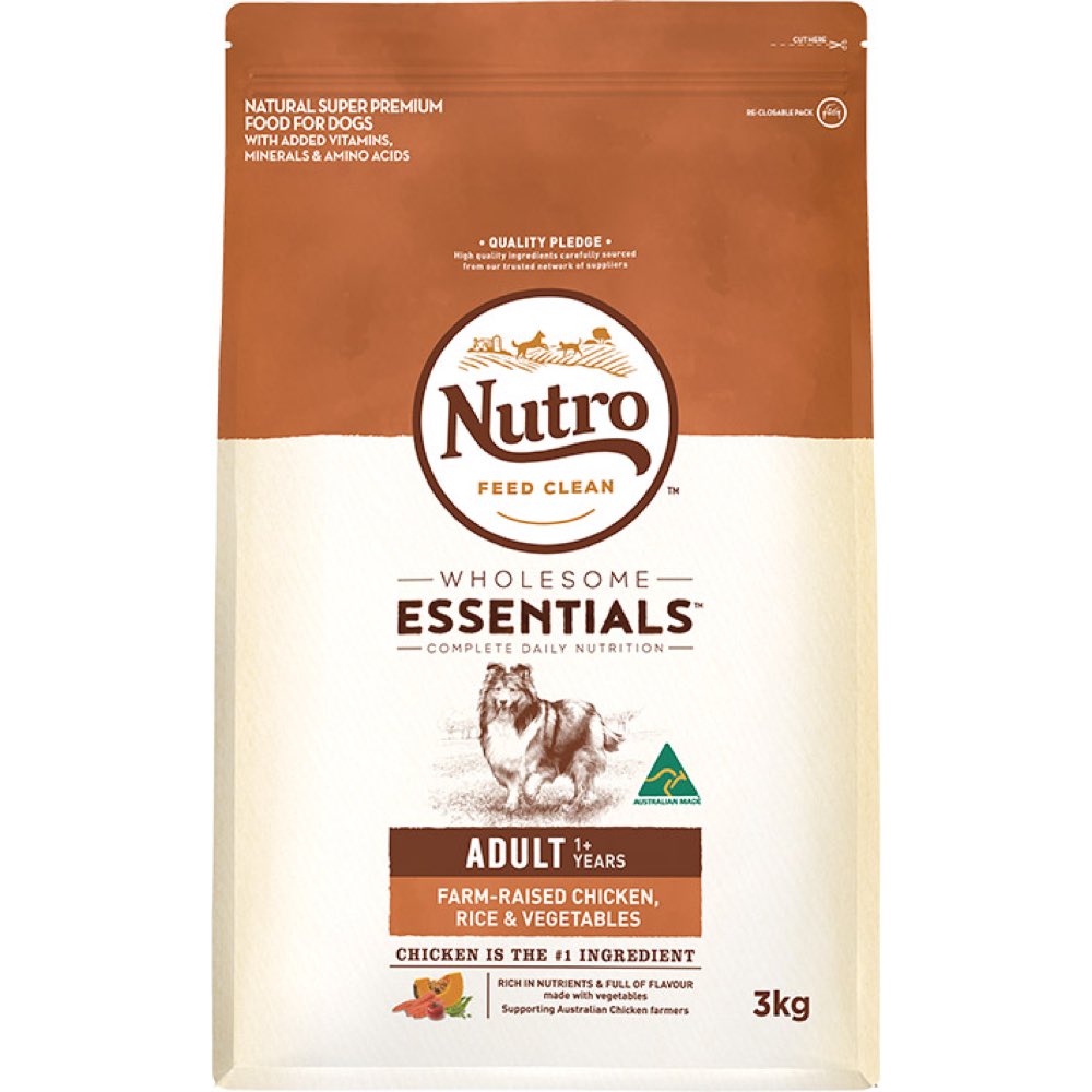 "Nutro Wholesome Essentials Chicken, Rice & Vegetables Adult Dry Dog Food 3kg"