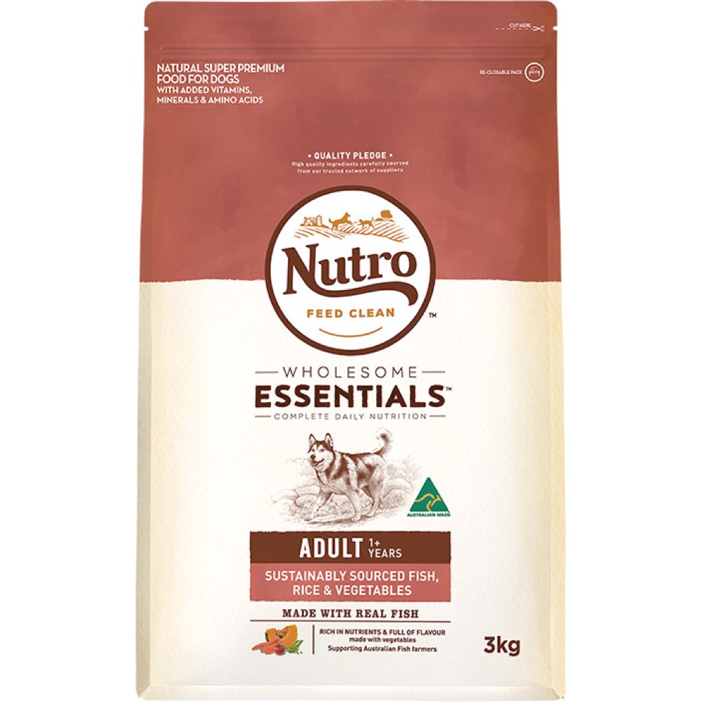 "Nutro Wholesome Essentials Sustainably Sourced Fish, Rice & Vegetables Adult Dry Dog Food"
