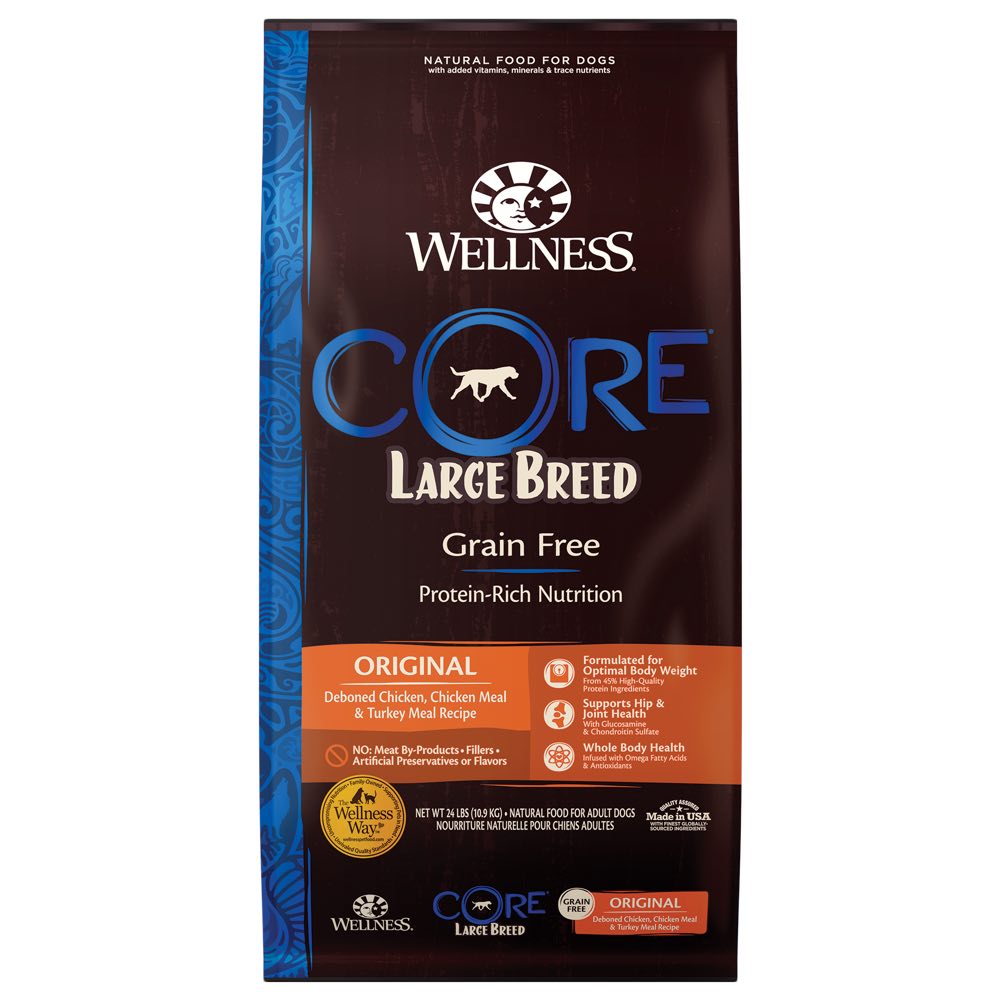 'FREE FD TREATS': Wellness CORE Grain Free Large Breed Original Dry Dog Food 24lb