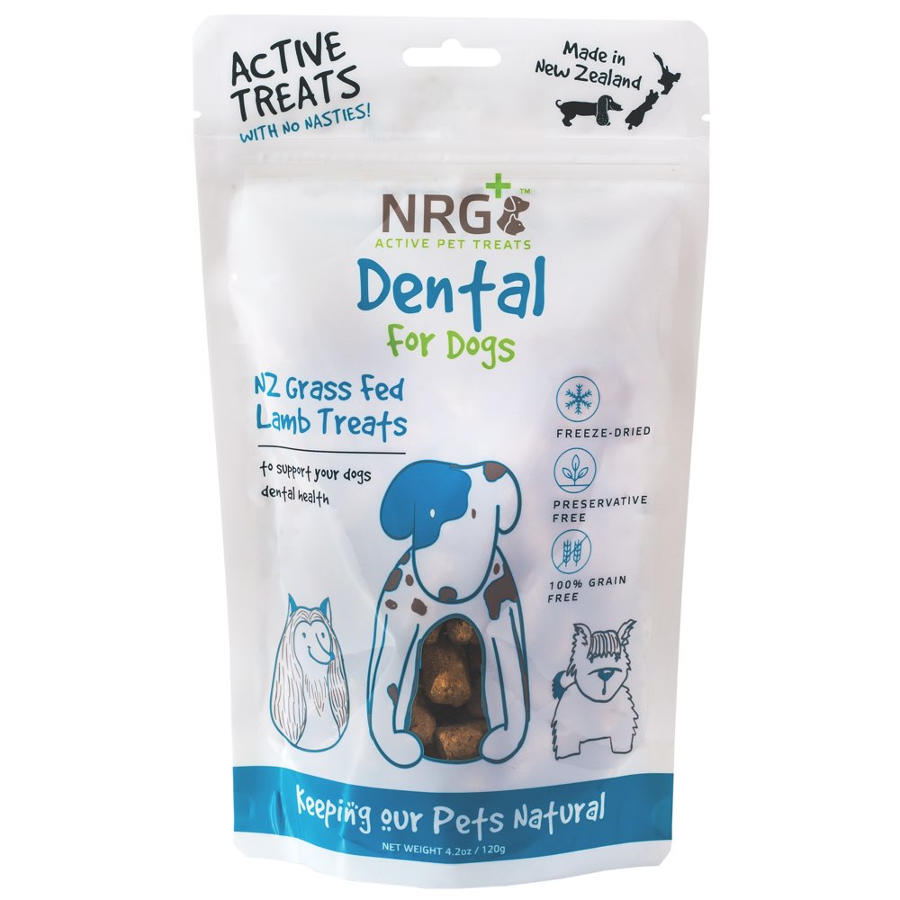 NRG+ Dental NZ Grass Fed Lamb Adult Freeze-Dried Dog Treats 120g