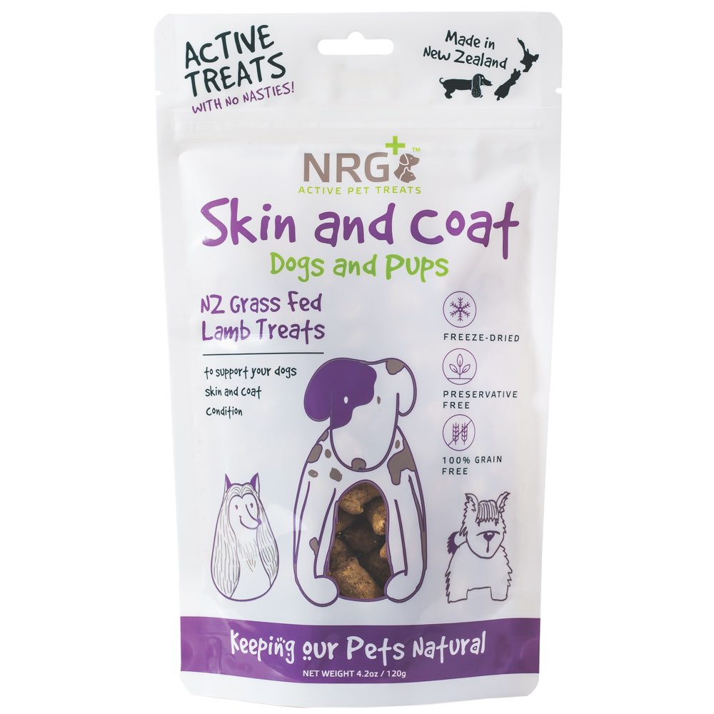 NRG+ Skin & Coat NZ Grass Fed Lamb Freeze-Dried Dog Treats 120g