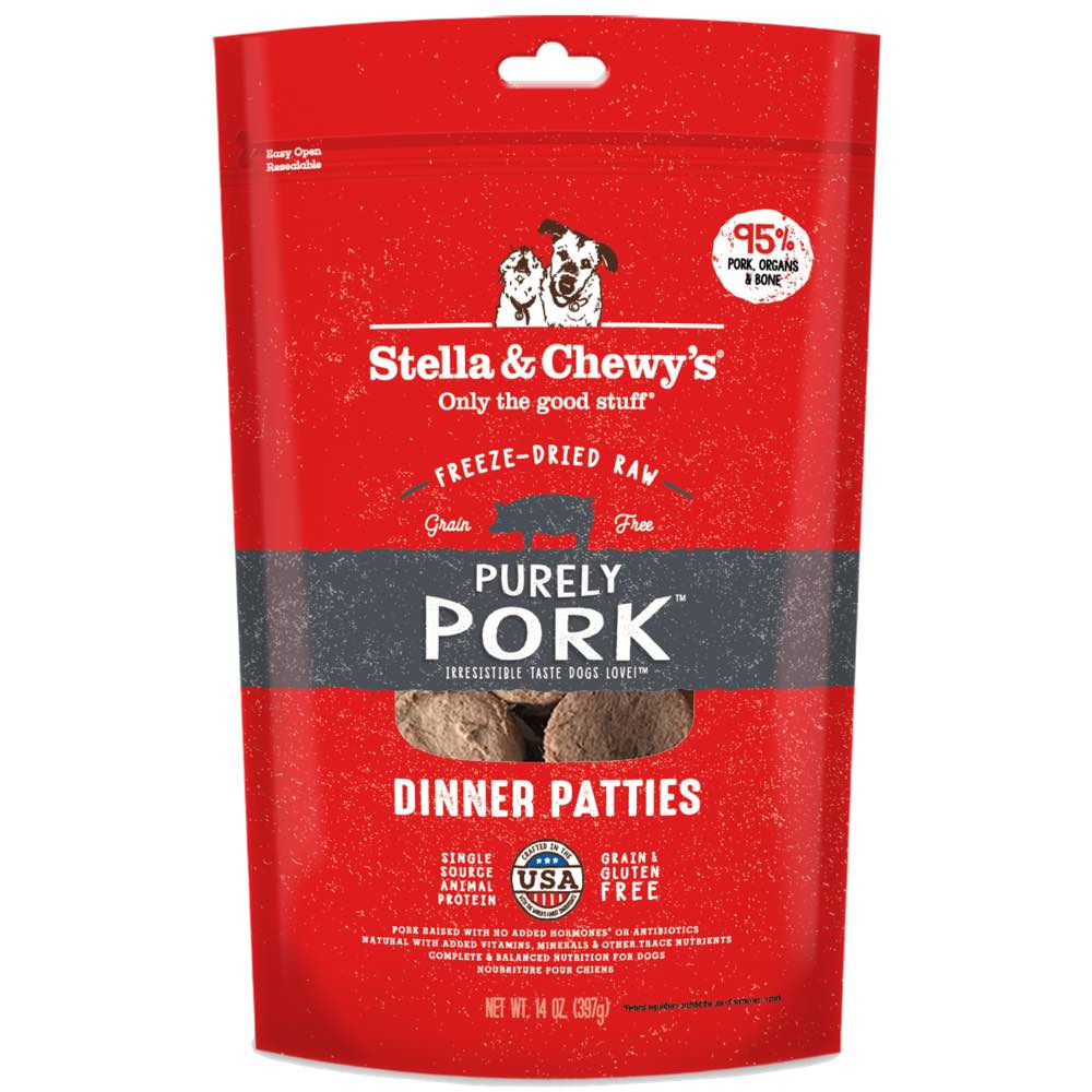 Stella & Chewy??s Purely Pork Dinner Patties Grain-Free Freeze-Dried Raw Dog Food 14oz