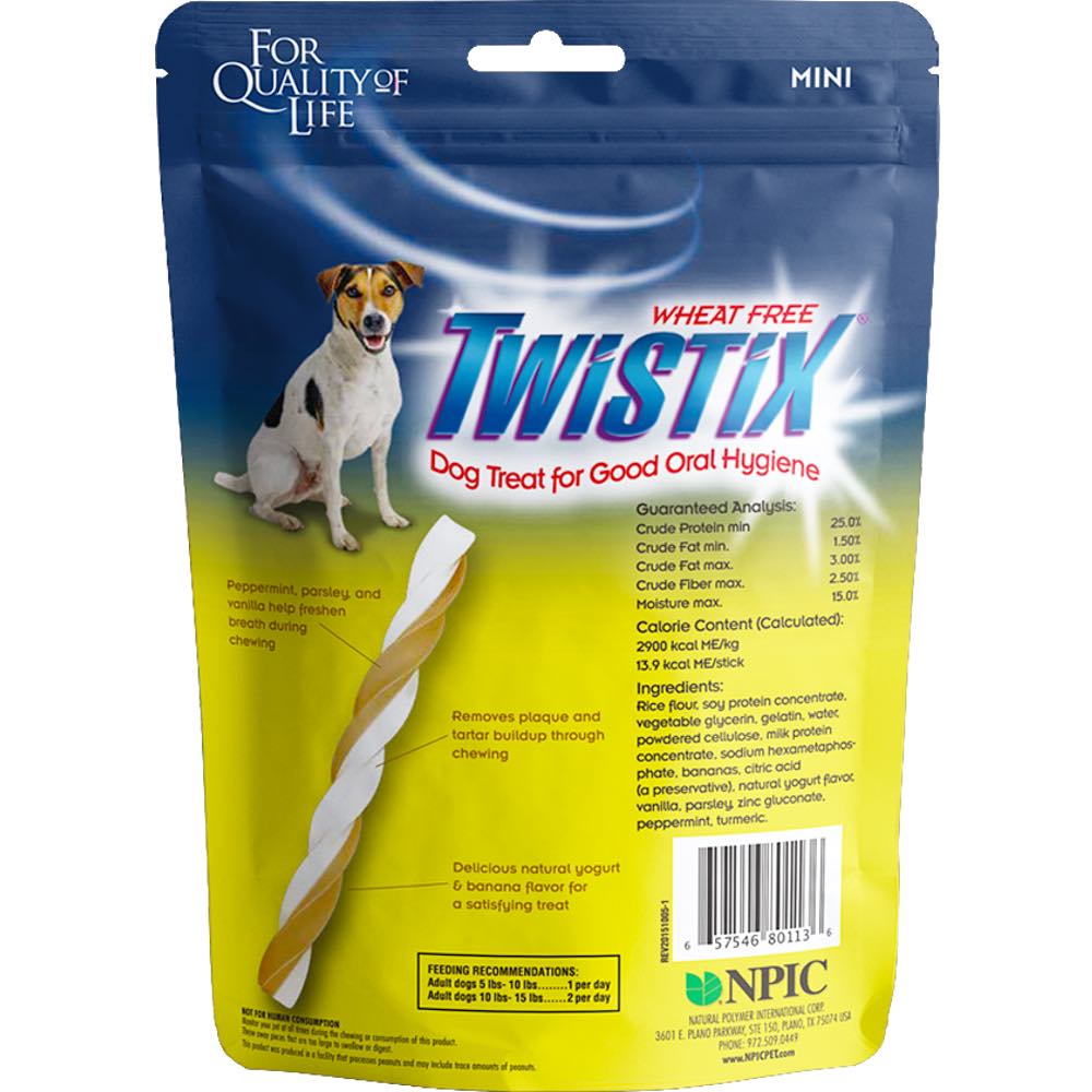 Twistix Yogurt Banana Mini Dental Dog Treats 156g