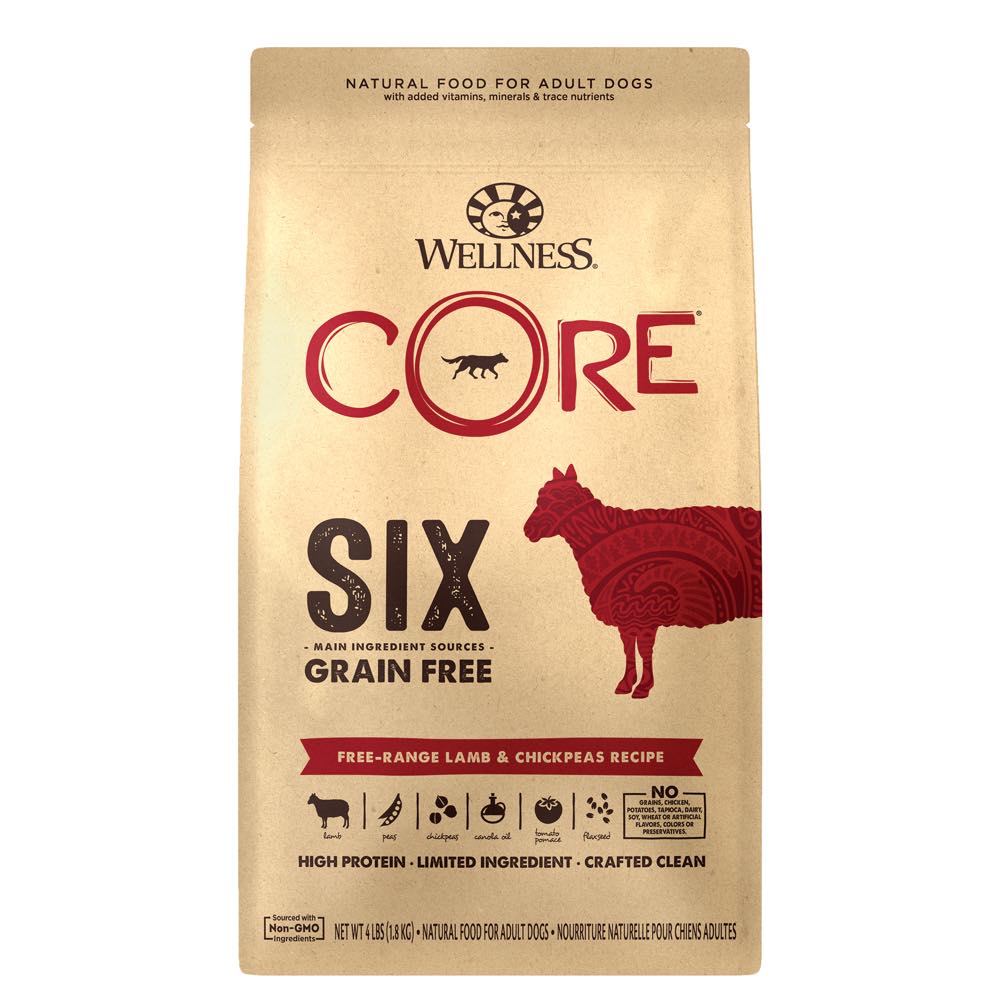Wellness Core Six Free-Range Lamb & Chickpeas Grain Free Dry Dog Food 22lb