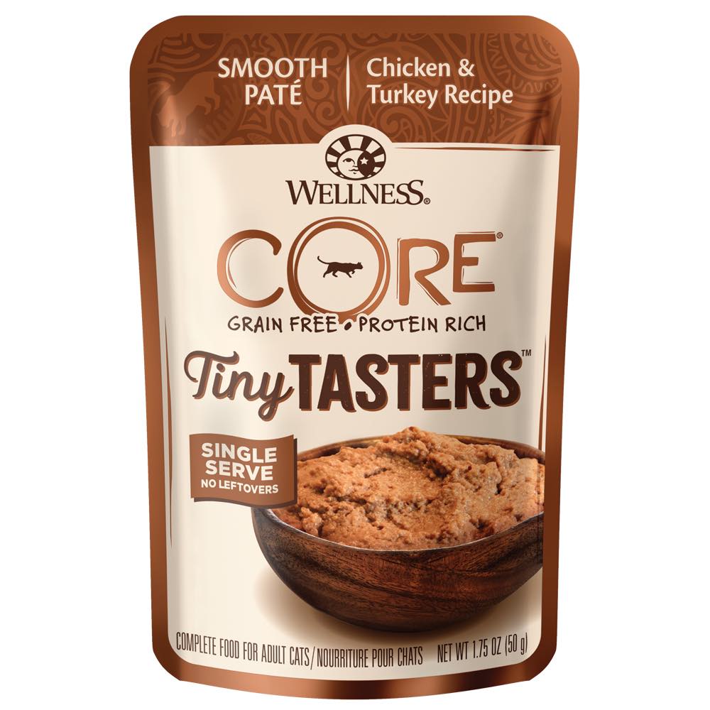 Wellness CORE Tiny Tasters Chicken & Turkey Pate Grain-Free Adult Pouch Cat Food 1.75oz