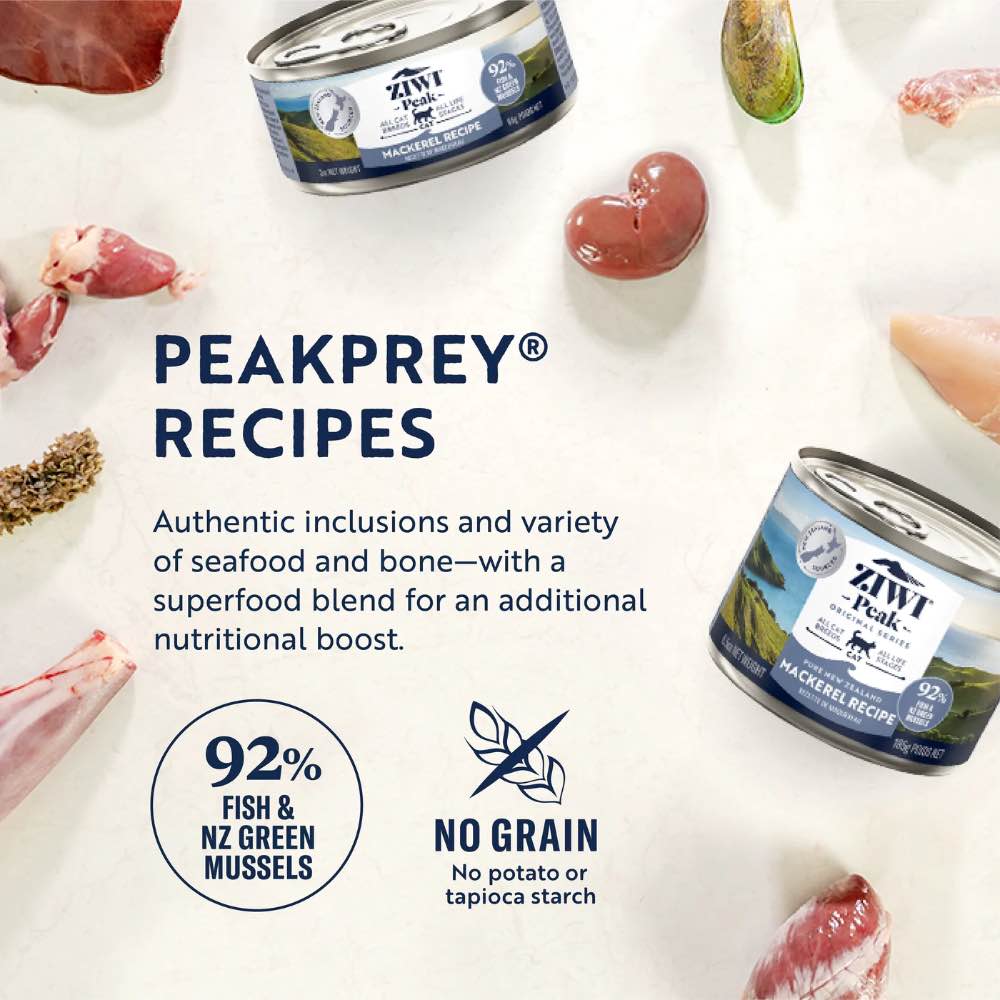 20% OFF: Ziwi Peak Mackerel Grain-Free Canned Cat Food 185g
